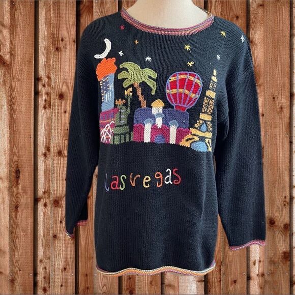 Cotton Salsa Las Vegas Hand Knitted Sweater Size Large - Picture 1 of 11